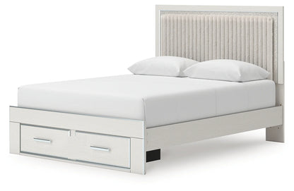 Zuraleus - Queen Upholstered Panel Platform Storage Bed - White