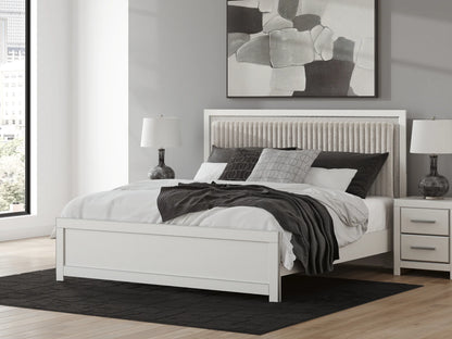 Zuraleus - King Upholstered Panel Platform Bed With Roll Slats - White