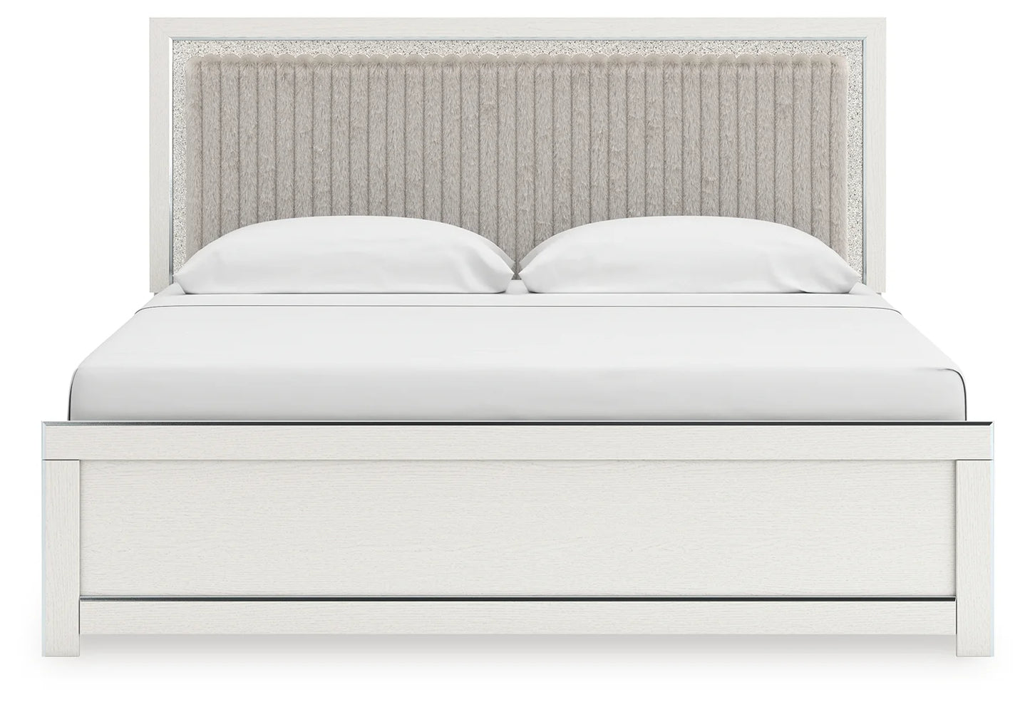 Zuraleus - King Upholstered Panel Platform Bed With Roll Slats - White