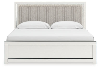 Zuraleus - King Upholstered Panel Platform Bed With Roll Slats - White