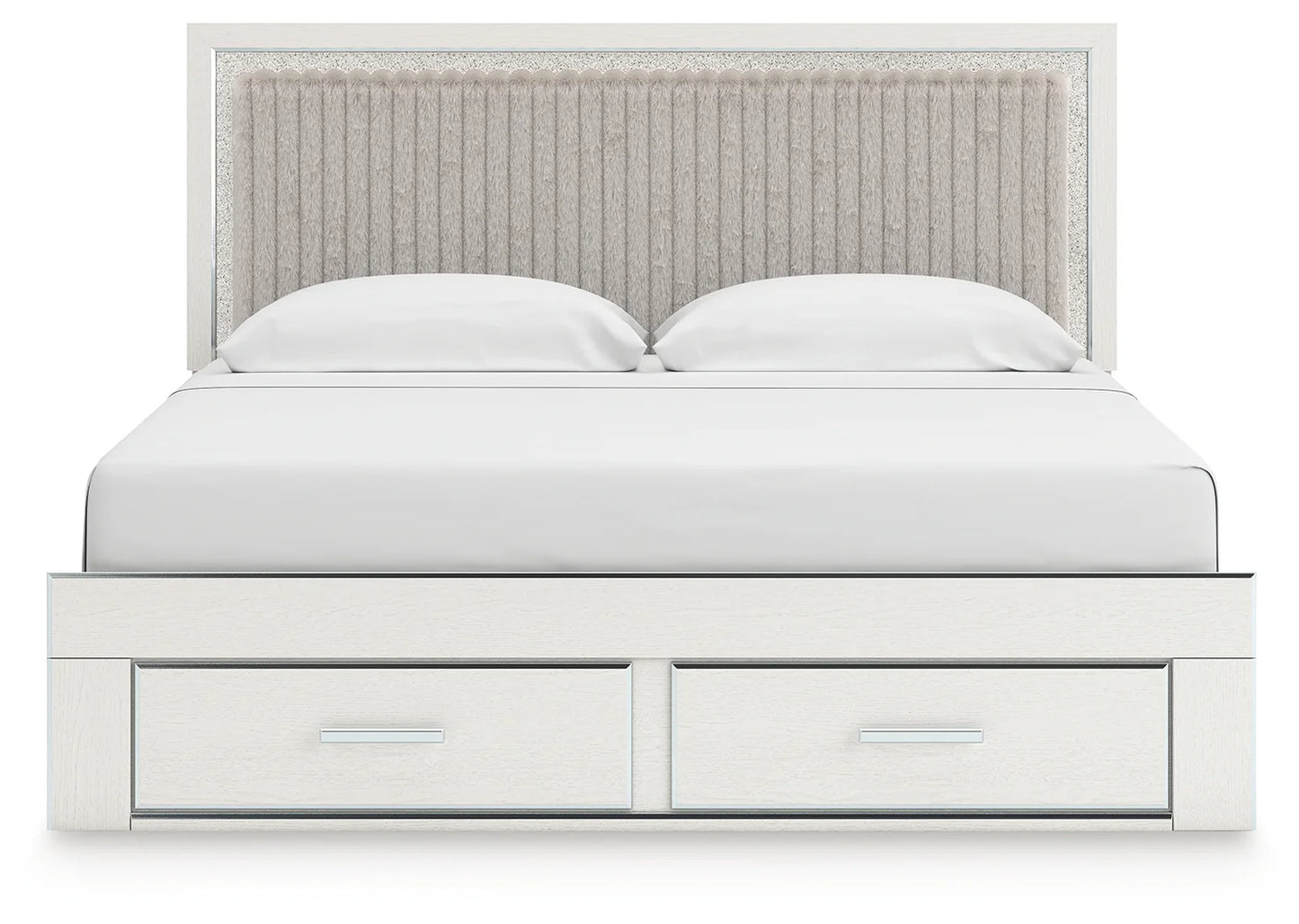 Zuraleus - King Upholstered Panel Platform Storage Bed - White