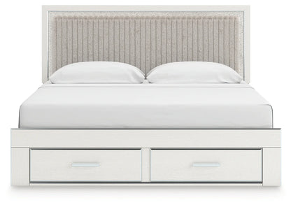 Zuraleus - King Upholstered Panel Platform Storage Bed - White