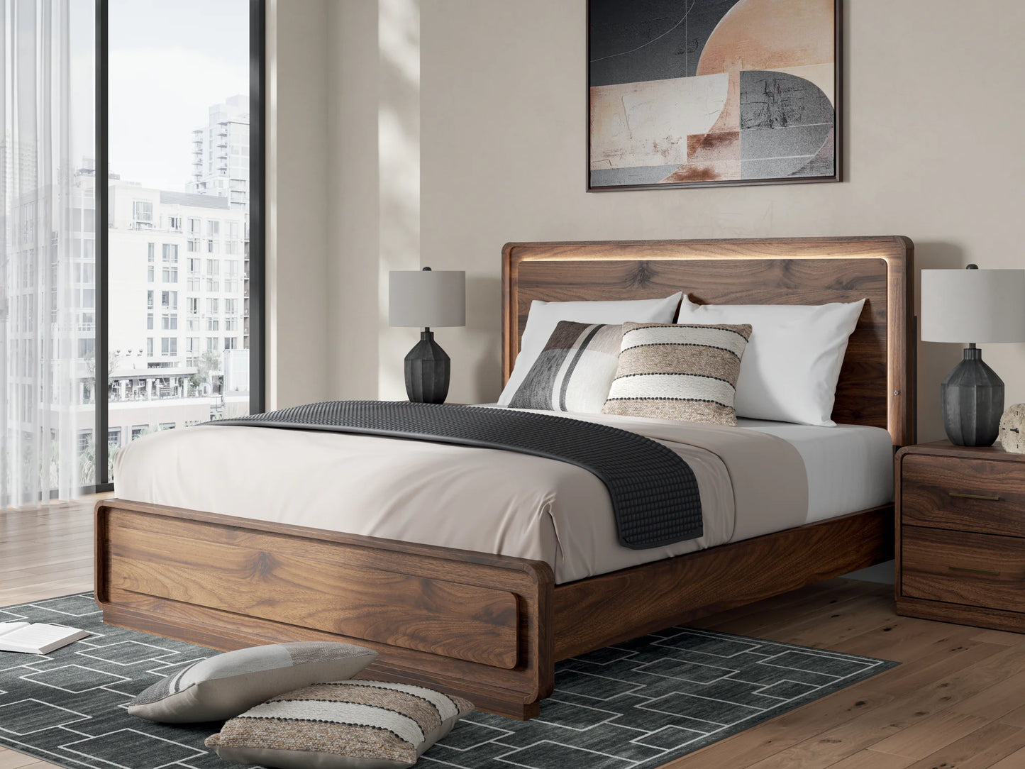 Fortlorn - California King Panel Bed - Walnut Brown