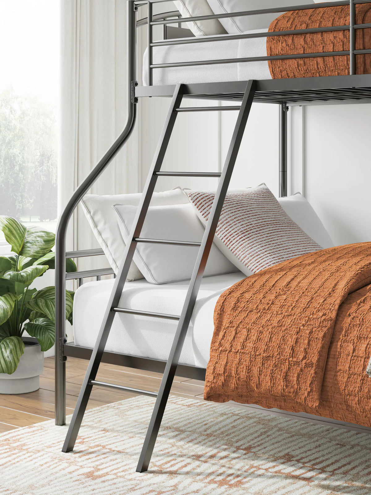 Lanceburg - Twin/Full Bunk Bed With Ladder - Gray