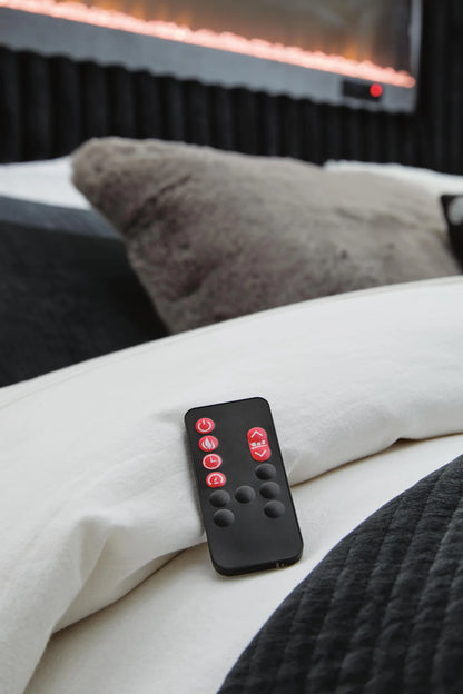 Tayleena - King Upholstered Bed With Fireplace And Wireless Audio - Black