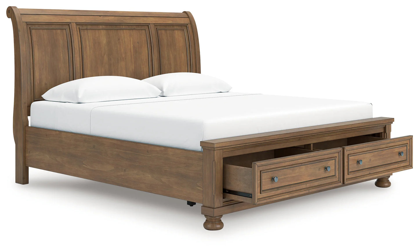 Feddinger - Medium Brown - King Storage Sleigh Bed