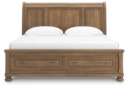 Feddinger - Medium Brown - King Storage Sleigh Bed