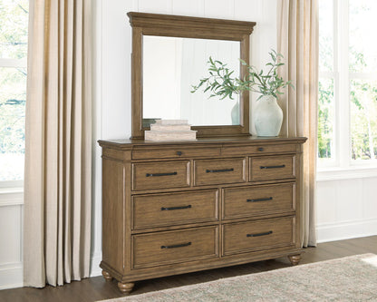 Karallin - Dresser And Mirror - Medium Brown
