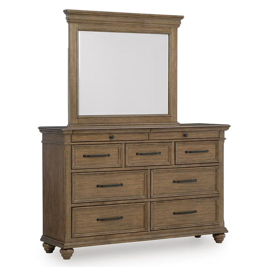 Karallin - Dresser And Mirror - Medium Brown
