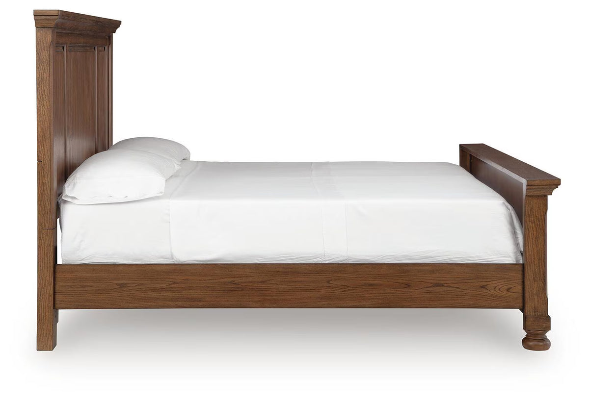 Zackaryn - Queen Panel Bed - Warm Brown