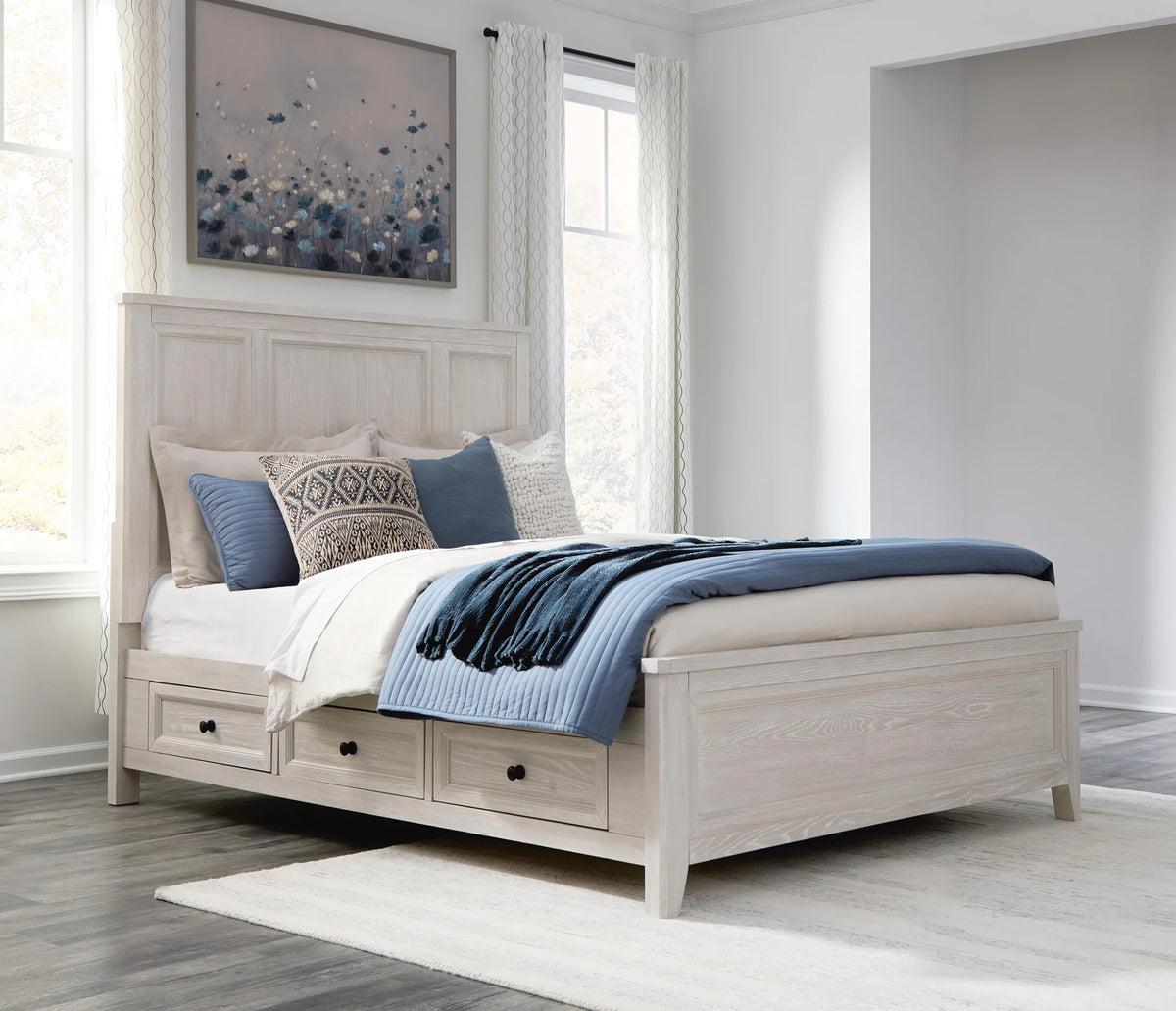 Darbonton - Queen Panel Storage Bed - Dove White