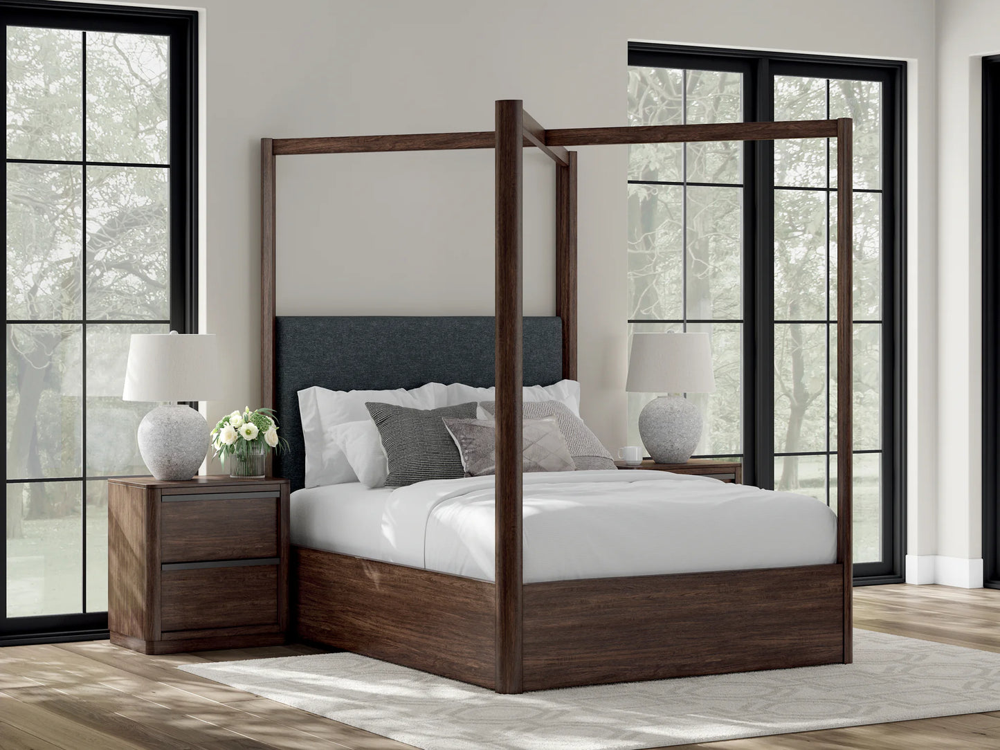Dilenno - Dark Brown - Queen Canopy Bed