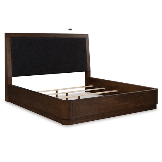 Dilenno - Dark Brown - Queen Upholstered Panel Bed