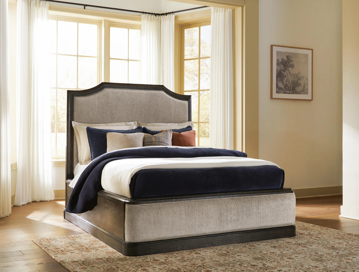 Wickenger - Queen Upholstered Panel Bed - Dark Brown