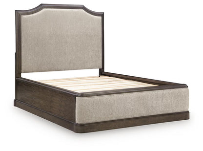 Wickenger - Queen Upholstered Panel Bed - Dark Brown