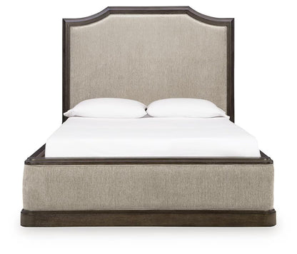 Wickenger - Queen Upholstered Panel Bed - Dark Brown