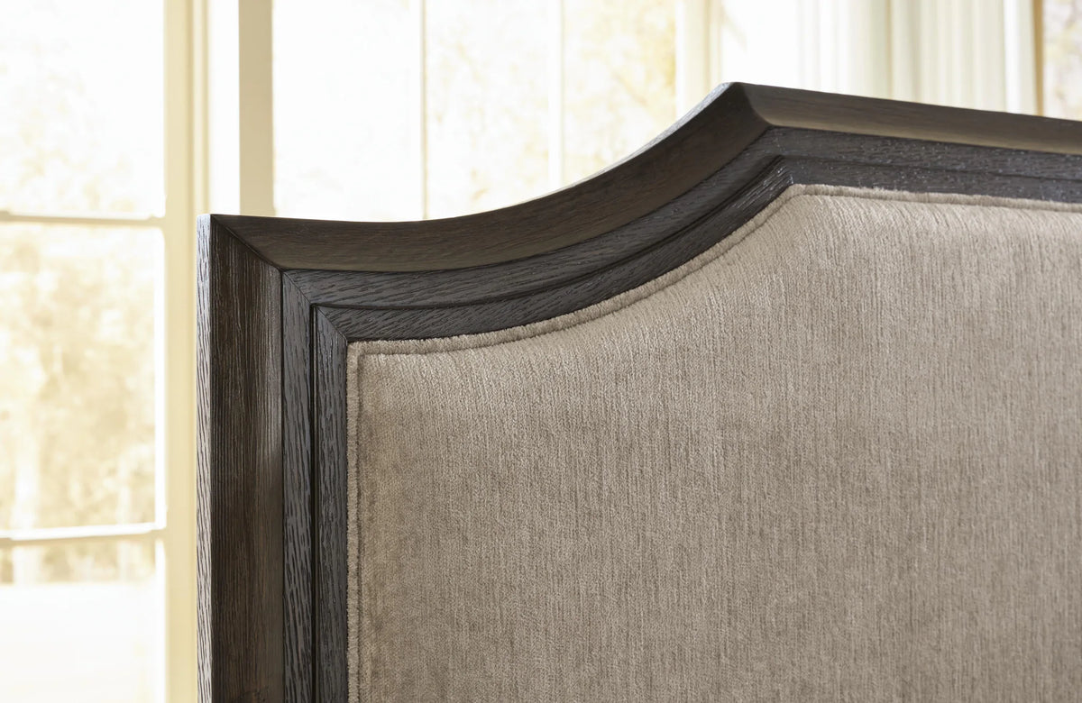 Wickenger - Queen Upholstered Panel Bed - Dark Brown