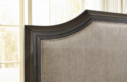 Wickenger - Queen Upholstered Panel Bed - Dark Brown