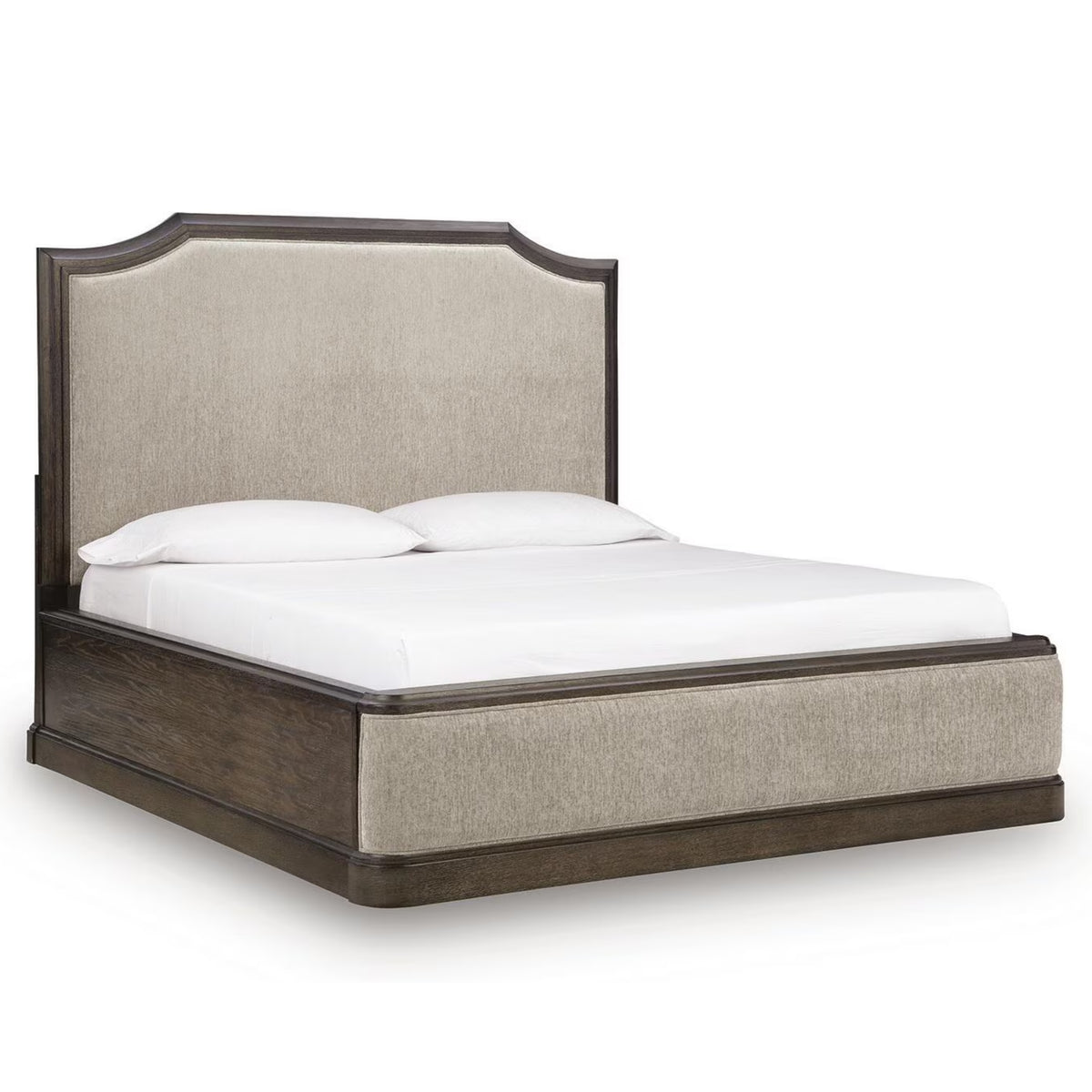 Wickenger - King Upholstered Panel Bed - Dark Brown