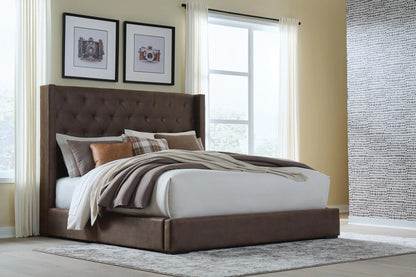 Lavernty - Queen Upholstered Storage Bed - Coffee