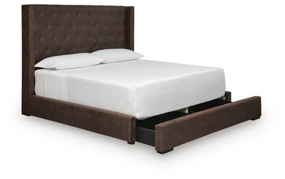 Lavernty - King Upholstered Storage Bed - Coffee