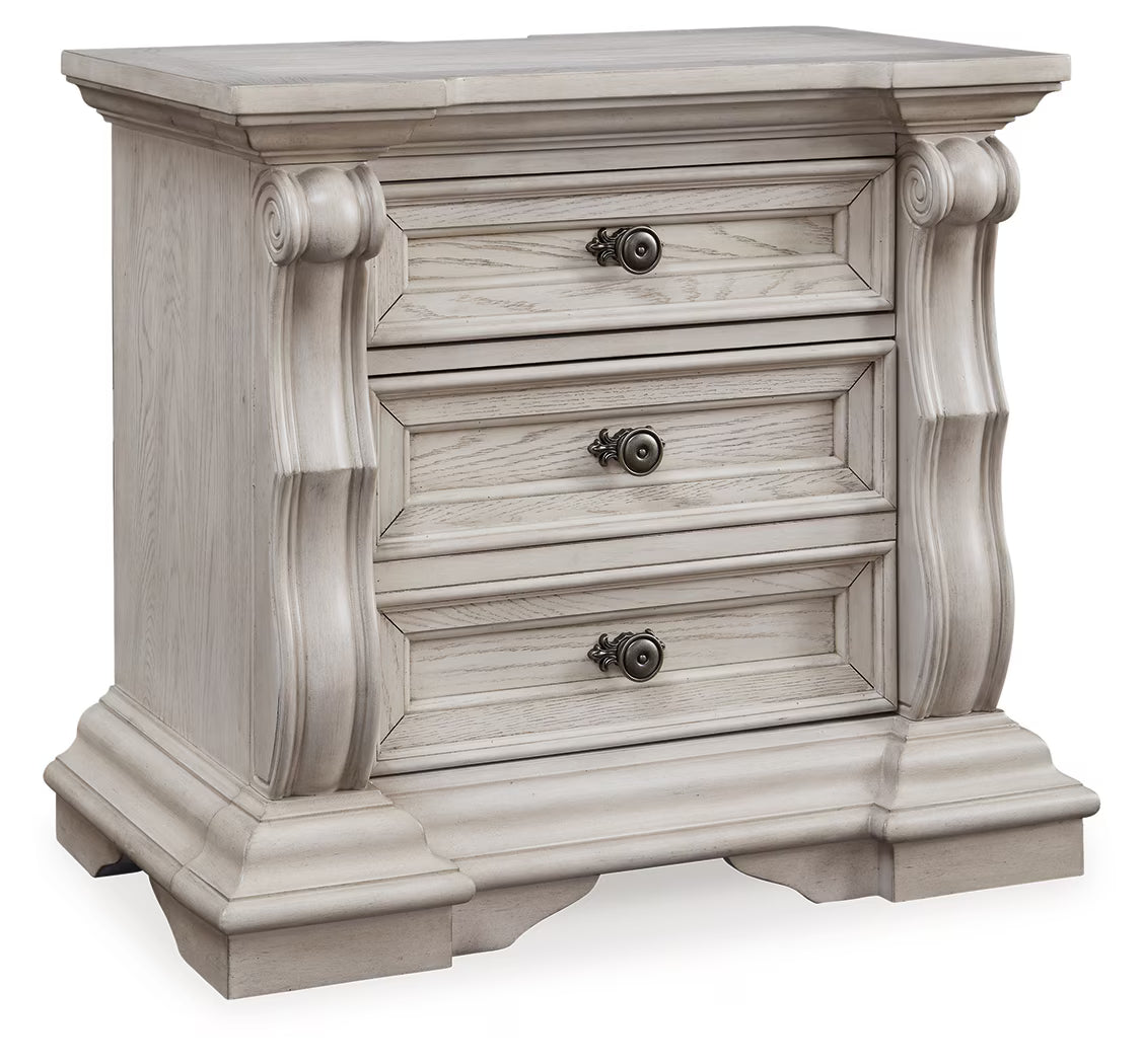 Bruchandi - Antique White - Three Drawer Night Stand