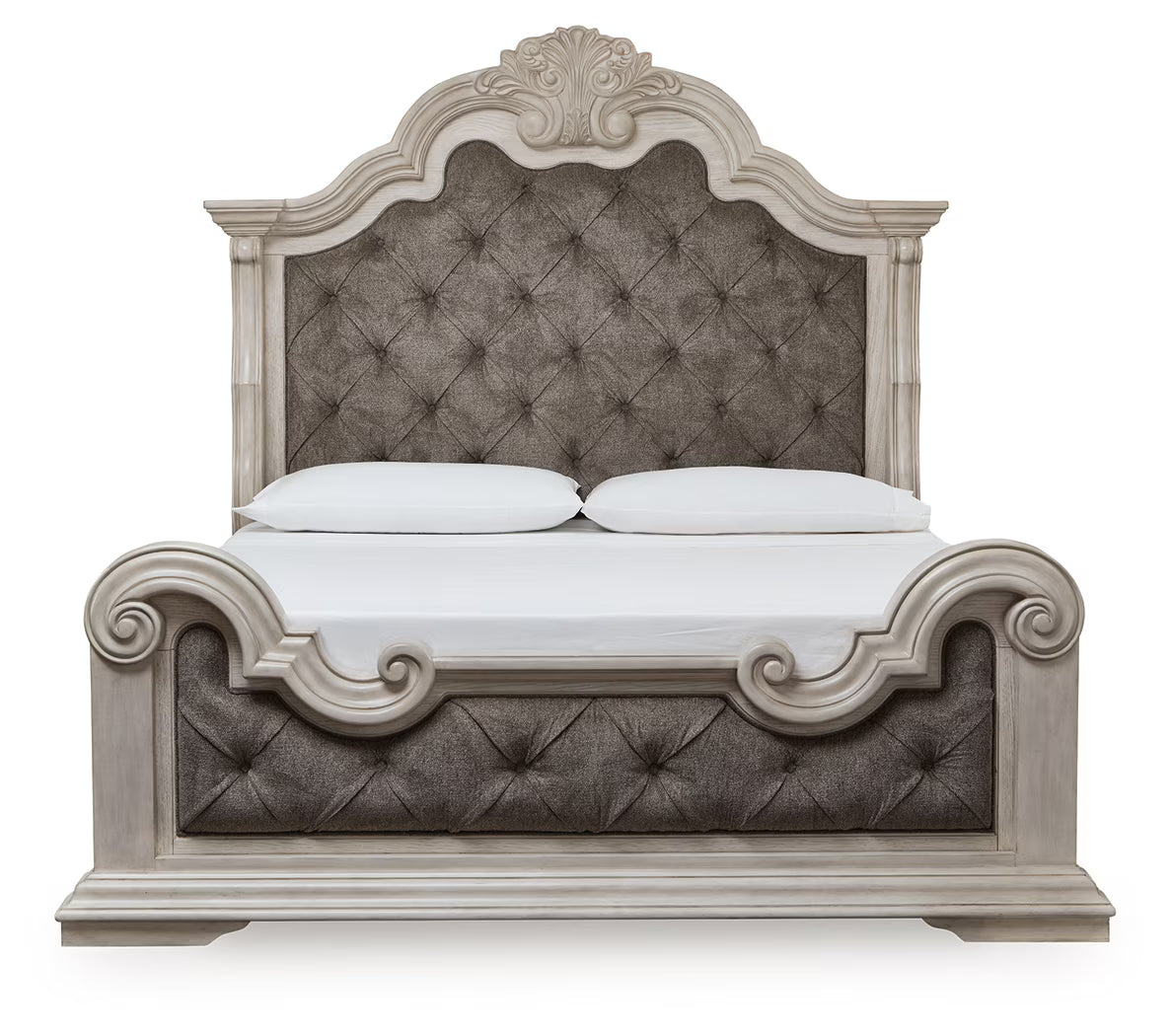 Bruchandi - Antique White - King Upholstered Panel Bed