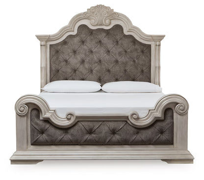 Bruchandi - Antique White - King Upholstered Panel Bed