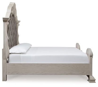Bruchandi - Antique White - King Upholstered Panel Bed