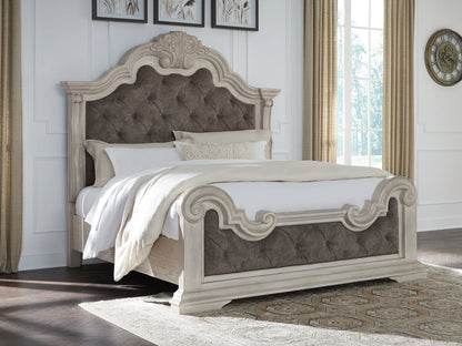 Bruchandi - Antique White - California King Upholstered Panel Bed