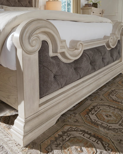 Bruchandi - Antique White - California King Upholstered Panel Bed