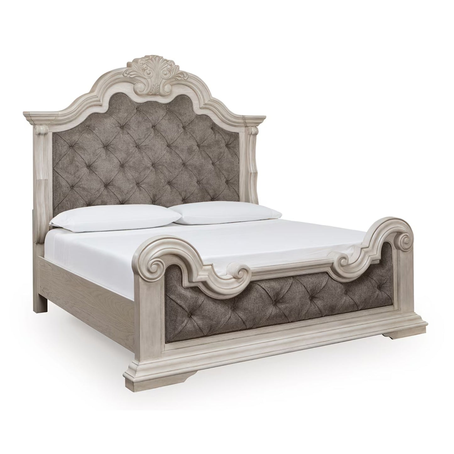 Bruchandi - Antique White - California King Upholstered Panel Bed