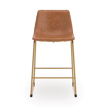 Ciabori - Brown / Gold - Upholstered Barstool (Set of 2)