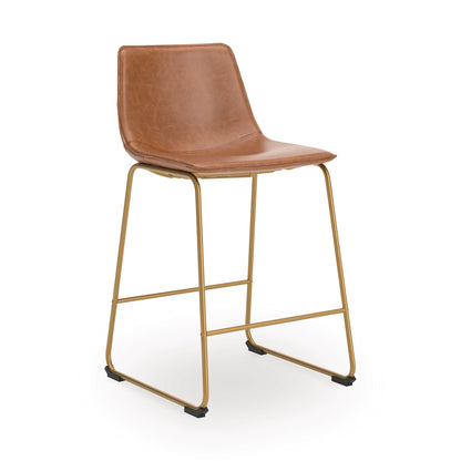 Ciabori - Brown / Gold - Upholstered Barstool (Set of 2)