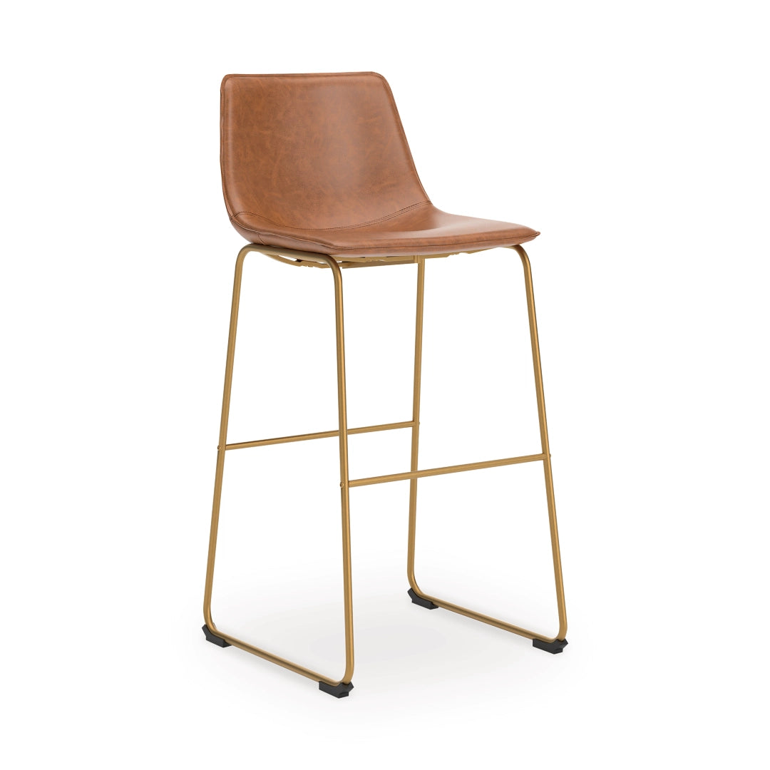 Ciabori - Brown / Gold - Tall Upholstered Barstool (Set of 2)