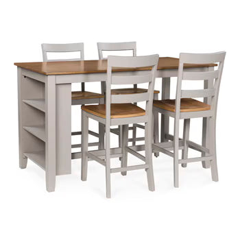 Harperfeld - Dining Room Counter Table Set (Set of 5) - Natural / Gray