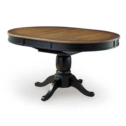 Clorazi - Oval Dining Room Butterfly Extension Table - Black / Brown