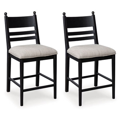 Greddinton - Black - Upholstered Barstool (Set of 2)