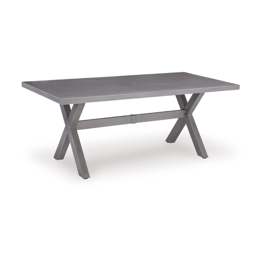 Half Moon Beach - Rectangular Dining Table With Umbrella Option - Gray