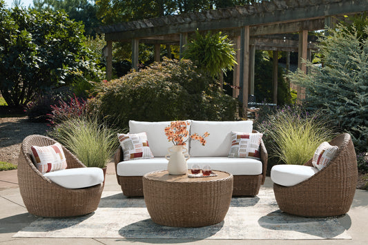 “Double Point” Outdoor Loveseat and Two Swivel Chairs