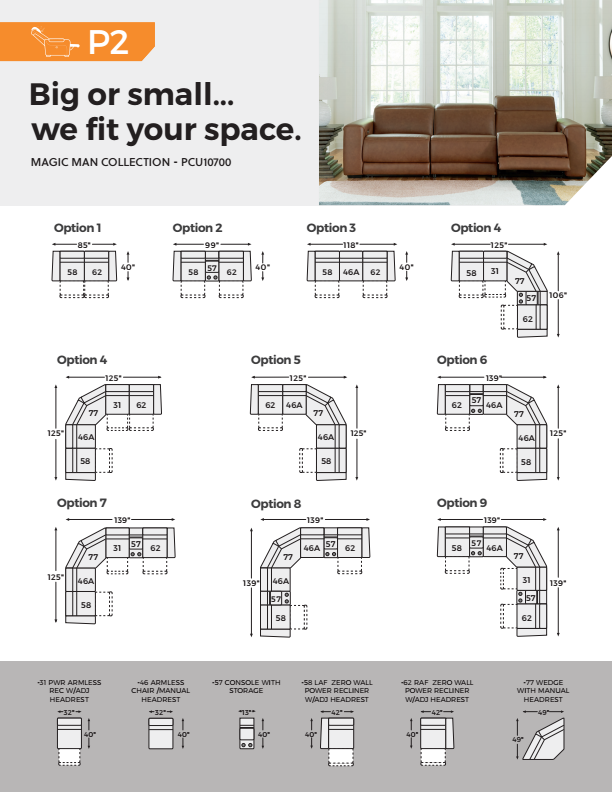 Magic Man - Caramel - 2-Piece Power Reclining Sectional Loveseat