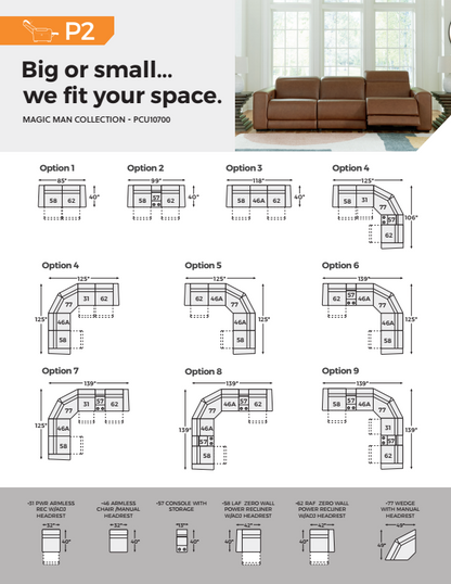 Magic Man - Caramel - 2-Piece Power Reclining Sectional Loveseat