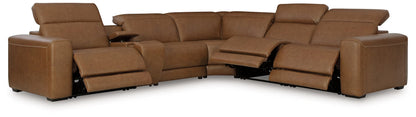 Magic Man - 6-Piece Power Reclining Sectional With Console And Armless Chair With Manual Headrest - Caramel