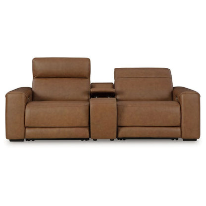 Magic Man - Caramel - 3-Piece Power Reclining Sectional Loveseat With Console