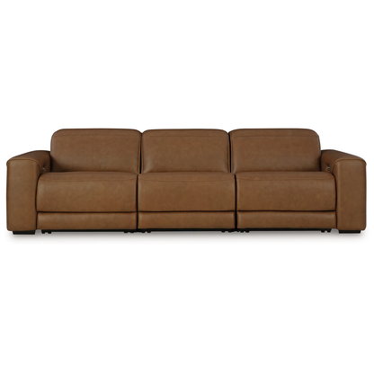 Magic Man - 3-Piece Power Reclining Sectional Sofa With Armless Chair With Manual Headrest - Caramel