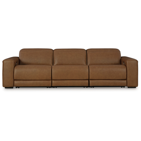 Magic Man - 3-Piece Power Reclining Sectional Sofa With Armless Chair With Manual Headrest - Caramel