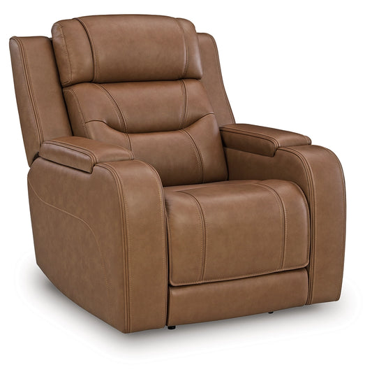 Knightington - Caramel - Power Recliner With Audio Seating
