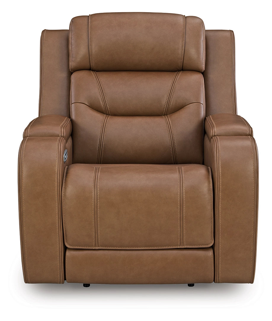 Knightington - Caramel - Power Recliner With Audio Seating