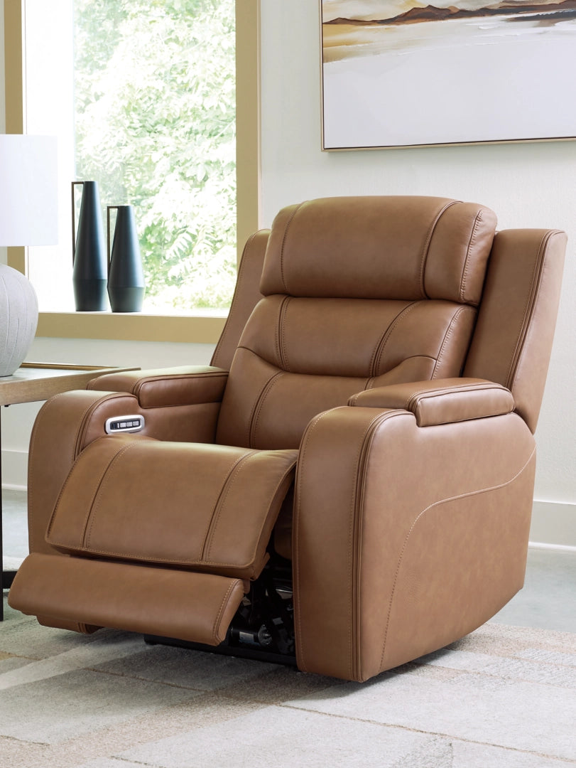Knightington - Caramel - Power Recliner With Audio Seating