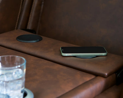 Knightington - Brown - Power Reclining Sofa With Audio Seating